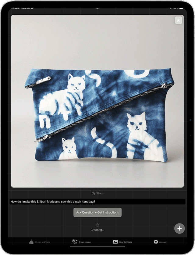 Shibori Cat Clutch